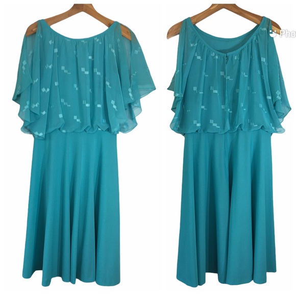 Vintage Dresses & Skirts - Vintage 70's Dress Shear Flutter Sleeves